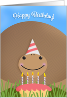 Happy Birthday For Anyone Cute Tortoise with Birthday Cake card
