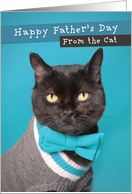 Happy Father’s Day From The Cat Cute Cat in Sweater and Bow Tie Humor card