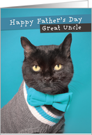 Happy Father’s Day Great Uncle Cute Cat in Sweater and Bow Tie Humor card