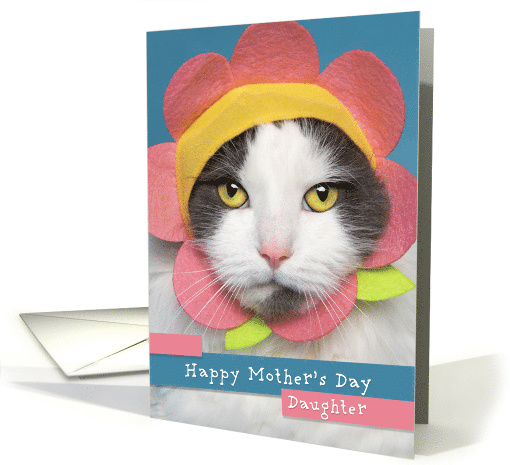 Happy Mother's Day Daughter Cute Cat in Flower Hat Humor card