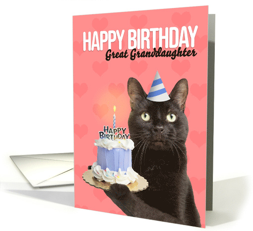 Happy Birthday Great Granddaughter Cat in Party Hat With... (1678966)