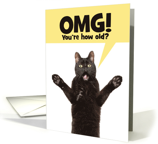 Happy Birthday Shocked Cat With Mouth Open Humor card (1679874)