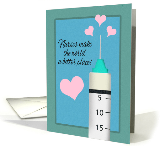 Happy Nurses Day Illustrated Vaccine With Hearts card (1680538)