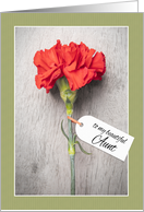 Happy Mother’s Day Aunt Beautiful Carnation With Tag card