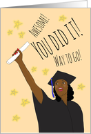 Congratulations Female African American Grad with Diploma Illustration card