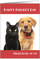 Happy Father’s Day Cat and Dog From Both of Us Humor card
