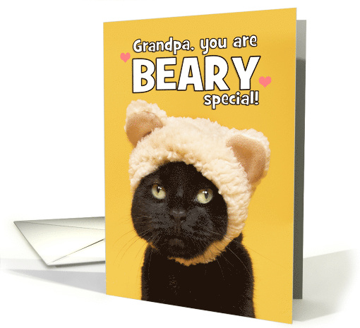 Happy Grandparents Day Grandpa Cat in Bear Hat Humor card (1688978)