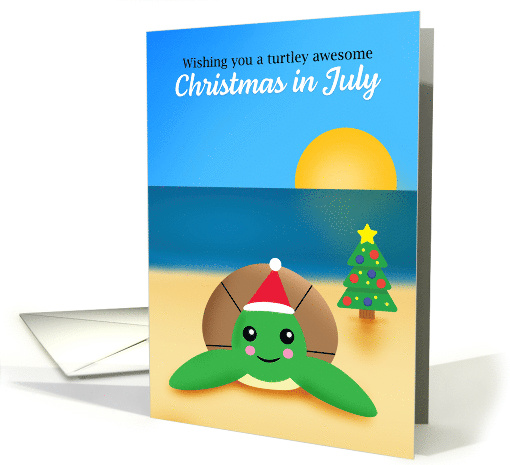 Happy Christmas in July Sea Turtle on the Beach card (1689468)