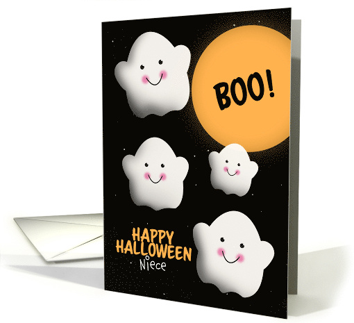 Niece Happy Halloween Happy Ghosts in Full Moon card (1690230)