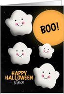 Niece Happy Halloween Happy Ghosts in Full Moon card