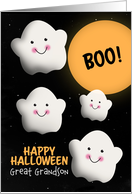 Great Grandson Happy Halloween Happy Ghosts in Full Moon card