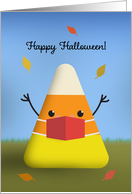 Happy Halloween For Anyone Cute Candy Corn in Face Mask Illustration card