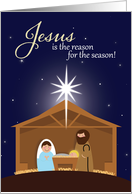 For Anyone Merry Christmas Illustrated Nativity Scene card