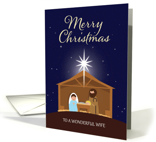 Wife Merry Christmas Cute Nativity Scene Illustration card (1706038)