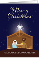 For Granddaughter Merry Christmas Nativity Scene Illustration card