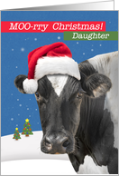 For Daughter Merry Christmas Funny Cow Humor card