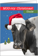 For Uncle Merry Christmas Funny Cow Humor card