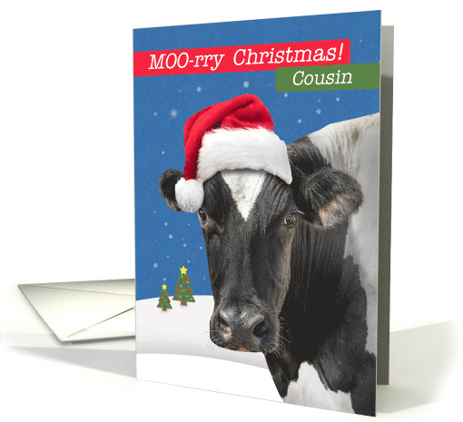 For Cousin Merry Christmas Funny Cow Humor card (1707146)