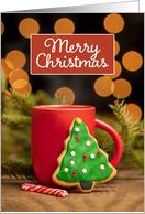 Merry Christmas For Anyone Christmas Tree Cookie And Hot Chocolate card