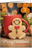 Merry Christmas Step Daughter Custom Relationship Gingerbread Man Hot Cocoa card