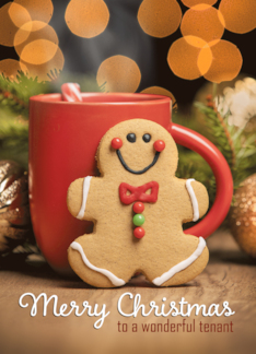 Tenant Merry Christmas Gingerbread Man and Hot Cocoa