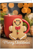 Package Delivery Driver Merry Christmas Gingerbread Man and Hot Cocoa card