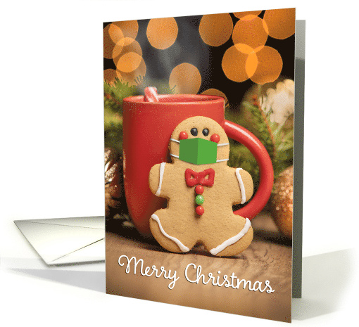 Merry Christmas For Anyone Gingerbread Man in Covid Face Mask card