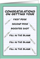 Congratulations on Your Coronavirus Shot Booster List Snarky Humor card