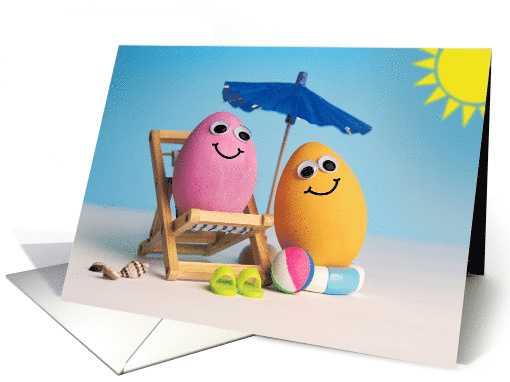 Happy Easter For Anyone Eggs on the Beach Humor card (1725432)