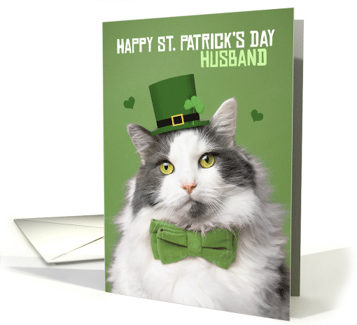 Happy St Patricks Day Husband Cute Kitty in Green Humor card (1726356)