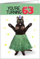 Happy 63rd Birthday Funny Cat in Hula Outfit Humor card