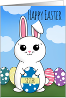Happy Easter Sister Cute Bunny WIth Eggs card