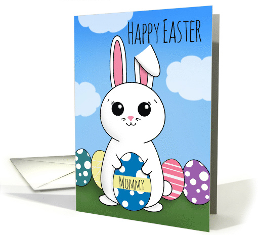 Happy Easter Mommy Cute Bunny WIth Eggs card (1729818)