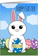 Happy Easter Mom and Dad Cute Bunny WIth Eggs card