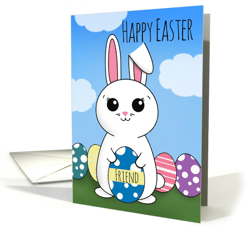 Happy Easter Friend Cute Bunny WIth Eggs card (1729844)