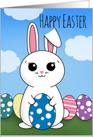 Happy Easter For Anyone Cute Bunny WIth Eggs card