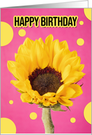 Happy Birthday For Anyone Beautiful Yellow Flower on Pink card