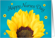 Happy Nurses Day Yellow Flowers on Blue card