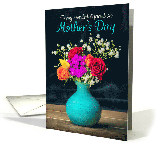 Happy Mother's Day Friend Beautiful Vase of Flowers Photograph card