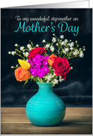 Happy Mother’s Day Stepmother Beautiful Vase of Flowers Photograph card