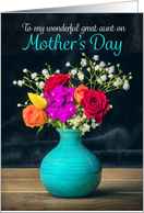 Happy Mother’s Day Great Aunt Beautiful Vase of Flowers Photograph card
