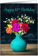 Happy 55th Birthday Beautiful Flower Arrangement Photograph card