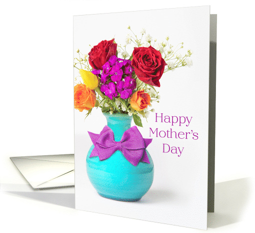 Happy Mother's Day Beautiful Flowers with Purple Bow card (1731632)