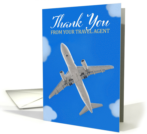 Thank You From Your Travel Agent Commercial Airplane Photograph card