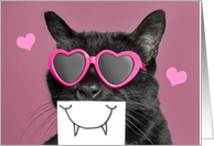 Thinking of You Make Me Smile Cat in Heart Glasses Love Humor card