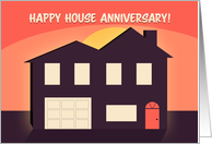 Happy House Annivrsary Silhouette House on Sunset Illustration card