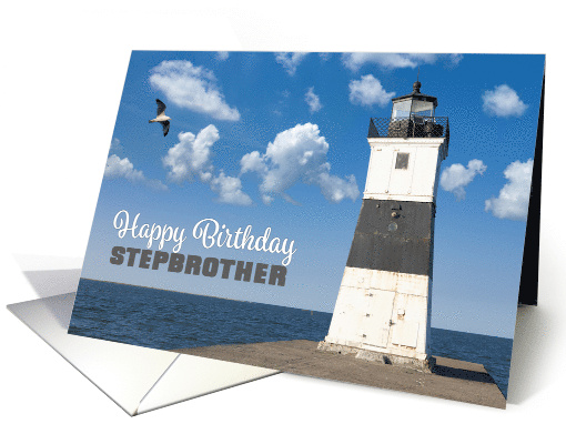 Happy Birthday Stepbrother Scenic Lighthouse Photograph card (1739616)