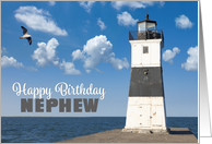 Happy Birthday Nephew Scenic Lighthouse Photograph card