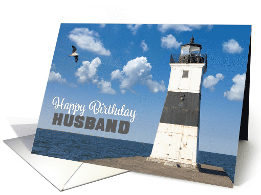 Happy Birthday Husband Scenic Lighthouse Photograph card (1739622)