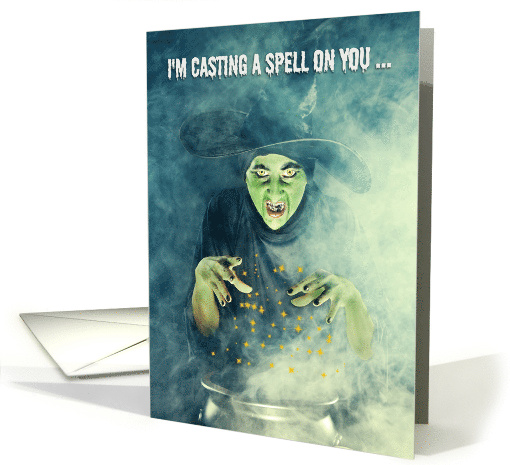 Happy Halloween For Anyone Creepy Witch Casting Spell Humor card